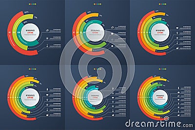 Set of circle informative infographic charts Vector Illustration
