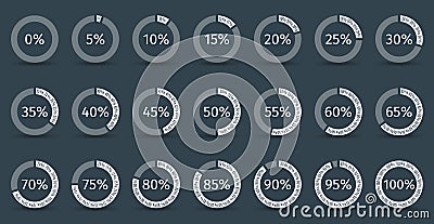 Set of circle percentage diagrams for infographics, Vector Illustration