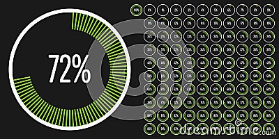 Set of circle percentage diagrams from 0 to 100 Vector Illustration