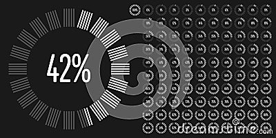 Set of circle percentage diagrams from 0 to 100 Vector Illustration