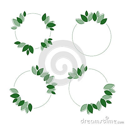 Set of circles floral green frame for highlights for social networks Vector Illustration