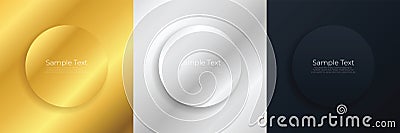 Set of circles gold, silver, black background with copy space. modern style design for poster, brochure, banner, website. Vector Illustration