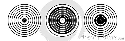 Set of Circular Concentric Circle Lines Design Elements Vector Illustration