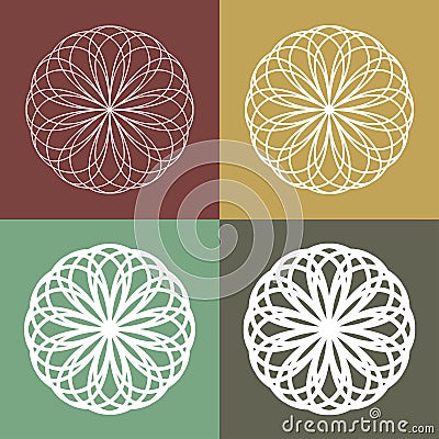 Set of circular linear icons Vector Illustration