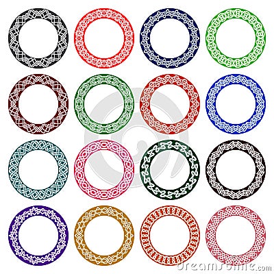 Set of circular patterns in celtic knotting style Vector Illustration