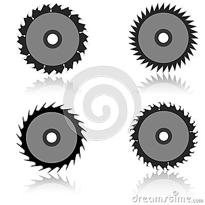 Set circular saw blade on a white background. Vector Illustration