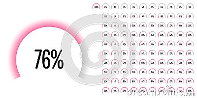 Set of circular sector percentage diagrams from 0 to 100 Vector Illustration