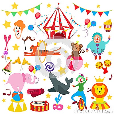 Set circus animal Vector Illustration