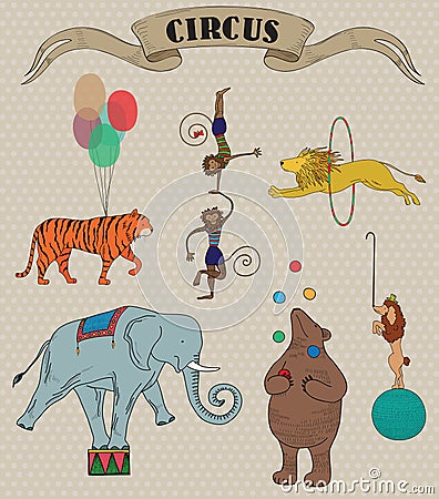 Set of circus animals Vector Illustration