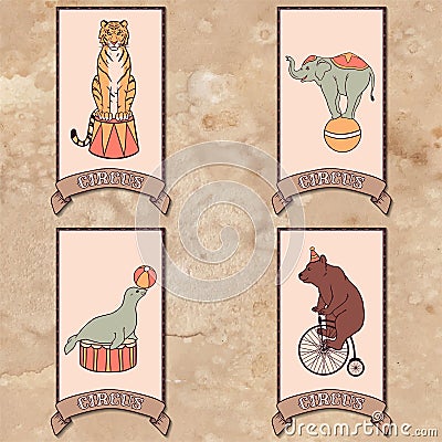 Set of circus animals Vector Illustration