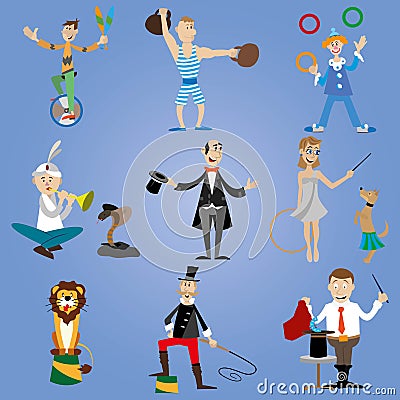 A set of circus performers Vector Illustration