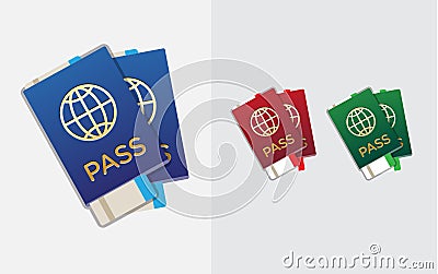 Set of Citizenship or Foreign Passport ID in Vector Colorful Icon can use as Logo Vector Illustration