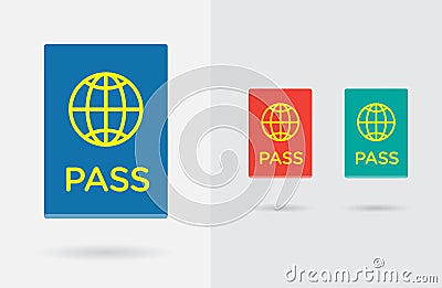 Set of Citizenship or Foreign Passport ID in Vector Colorful Icon can use as Logo Vector Illustration