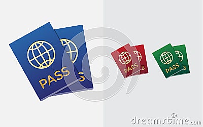 Set of Citizenship or Foreign Passport ID in Vector Colorful Icon can use as Logo Vector Illustration