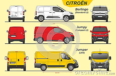 Set of Citroen Vans and Minivans 2014-present Editorial Stock Photo
