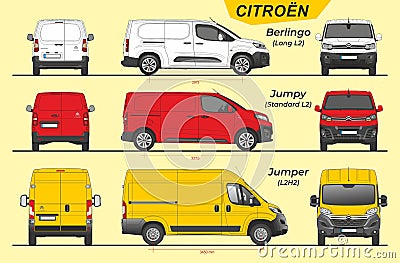 Set of Citroen Vans and Minivans 2014-present Editorial Stock Photo