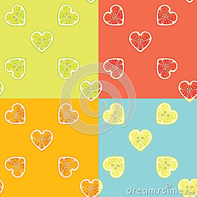 Set of citrus seamless pattern.Fruit background Vector Illustration