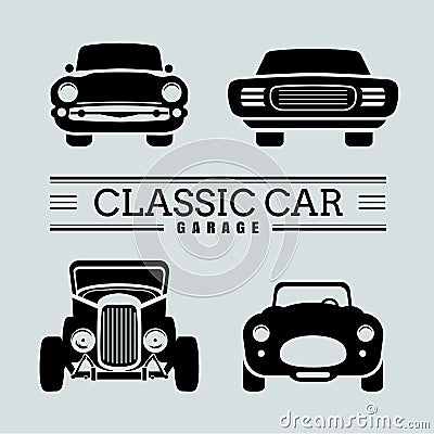 Set classic car front view icon vector illustrations Vector Illustration