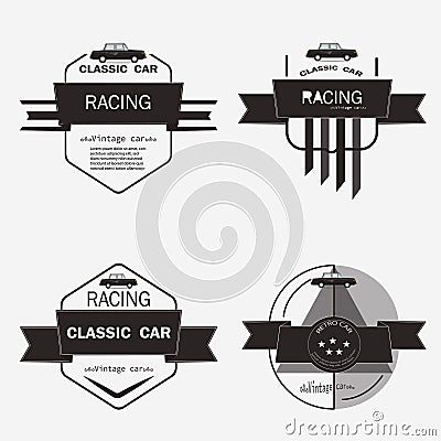 Set of classic muscle retro car logo, badges and icons. Shop car repair, car black and white color Design Vector illustration Cartoon Illustration