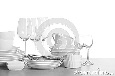 Set of clean dishes Stock Photo