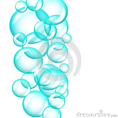 Set of clean water, soap, gas or air bubbles. Banner, poster or any design element. Realistic vector illustration. Soap Vector Illustration