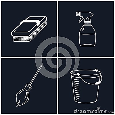 Set of Cleaning Icons Vector Illustration