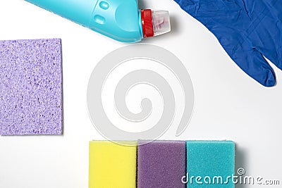 Set of cleaning products top view Stock Photo