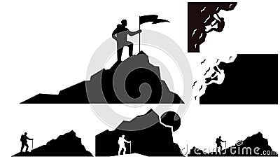 Set of Climber background vector template. Outdoor banner template Vector Illustration