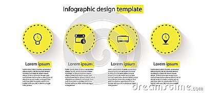 Set Clock, Calendar and clock, Digital alarm and Location with. Business infographic template. Vector Stock Photo