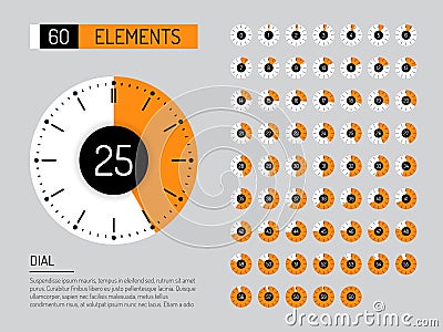 Set clock dial timer Vector Illustration