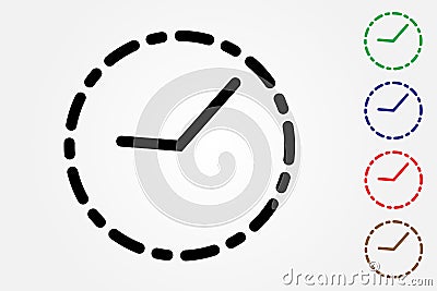 Set of clock icons using many colors on white background for time keeping vector Vector Illustration