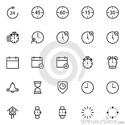 Set of clock line icons Vector Illustration