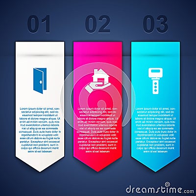 Set Closed door, Realtor and House key. Business infographic template. Vector Vector Illustration