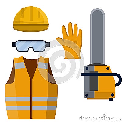 Set of clothes Builder and worker. Vector Illustration