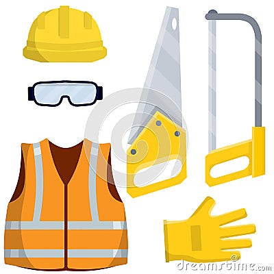 Set of clothes Builder and worker. Cartoon flat illustration Vector Illustration