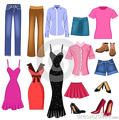 Set of clothes for women Vector Illustration