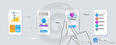 Set of Cloud computing, Online question and Checkbox line icons. For design. Vector Stock Photo