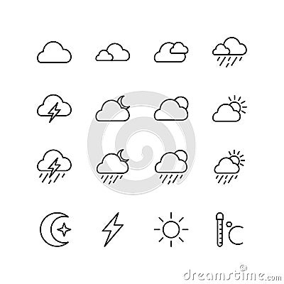 Set of cloud line icon design, weather vector illustration. Vector Illustration