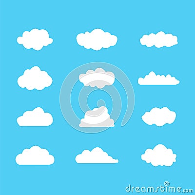 Set of clouds. Set of different clouds on blue background Vector illustration Vector Illustration