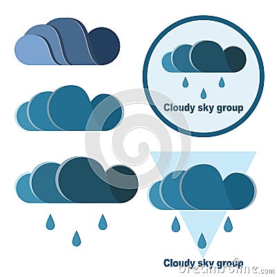 Set of clouds and drops for your own logo Vector Illustration