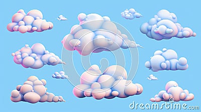 Set of clouds moderns. Realistic render objects for 3D Stock Photo