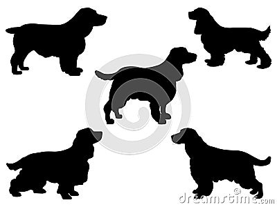 Set of Cocker Spaniel Dog silhouette vector art Vector Illustration