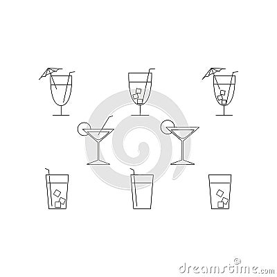 Set of cocktail drink icons Vector Illustration
