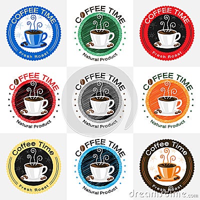 Set of coffee badge label logo design Vector Illustration