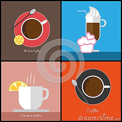 A set of coffee items Vector Illustration