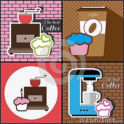 A set of coffee items Vector Illustration