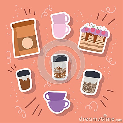 set coffee products Vector Illustration