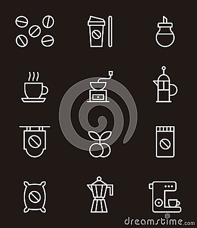 Set of coffee related icons Vector Illustration