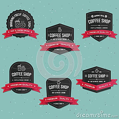 Set of coffee shop labels, banner and badges vector set Vector Illustration