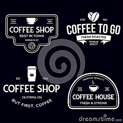Set of Coffee shop logotype templates. Coffee related emblems labels badges signs. Coffee to go Vector Illustration